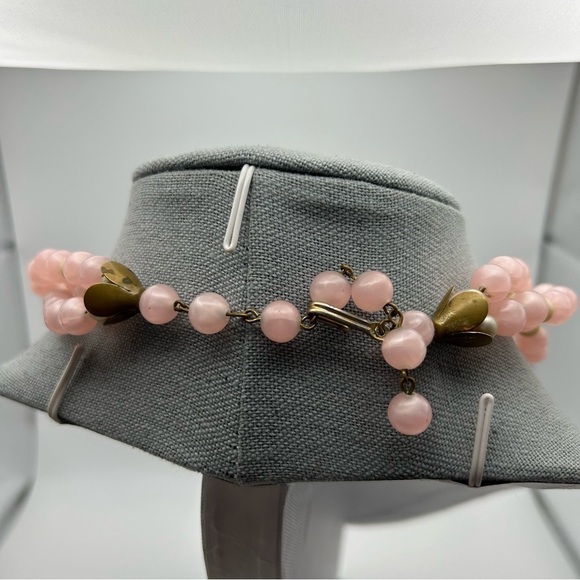 Vintage Pink and Champaign Faux Pearl Twisted Rope Style Necklace 18" - Picture 5 of 7